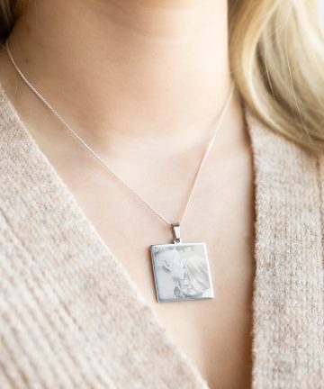 Vierkante hanger met foto - zilver